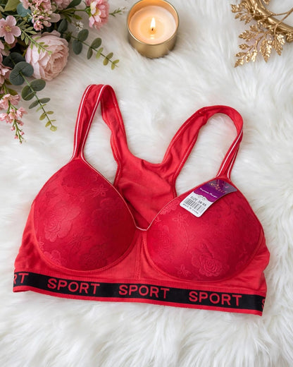 Sport Bra – Red Floral Everyday Comfort