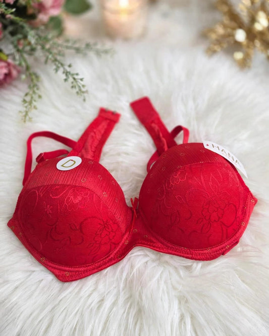 HANA Push-Up Bra – Red Floral Embroidery Luxury