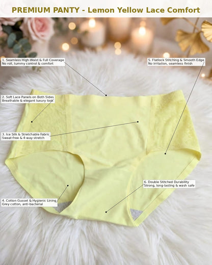 Premium Panty – Lemon Yellow Lace Comfort