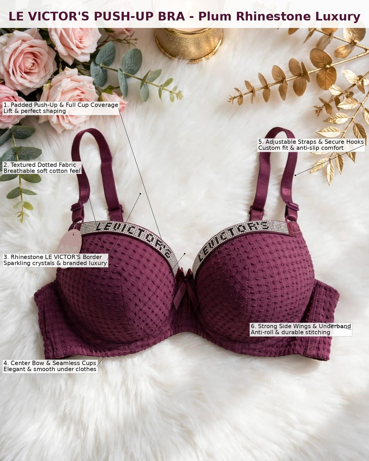 Victoria Push-Up Double Padded Bra – Premium Comfort