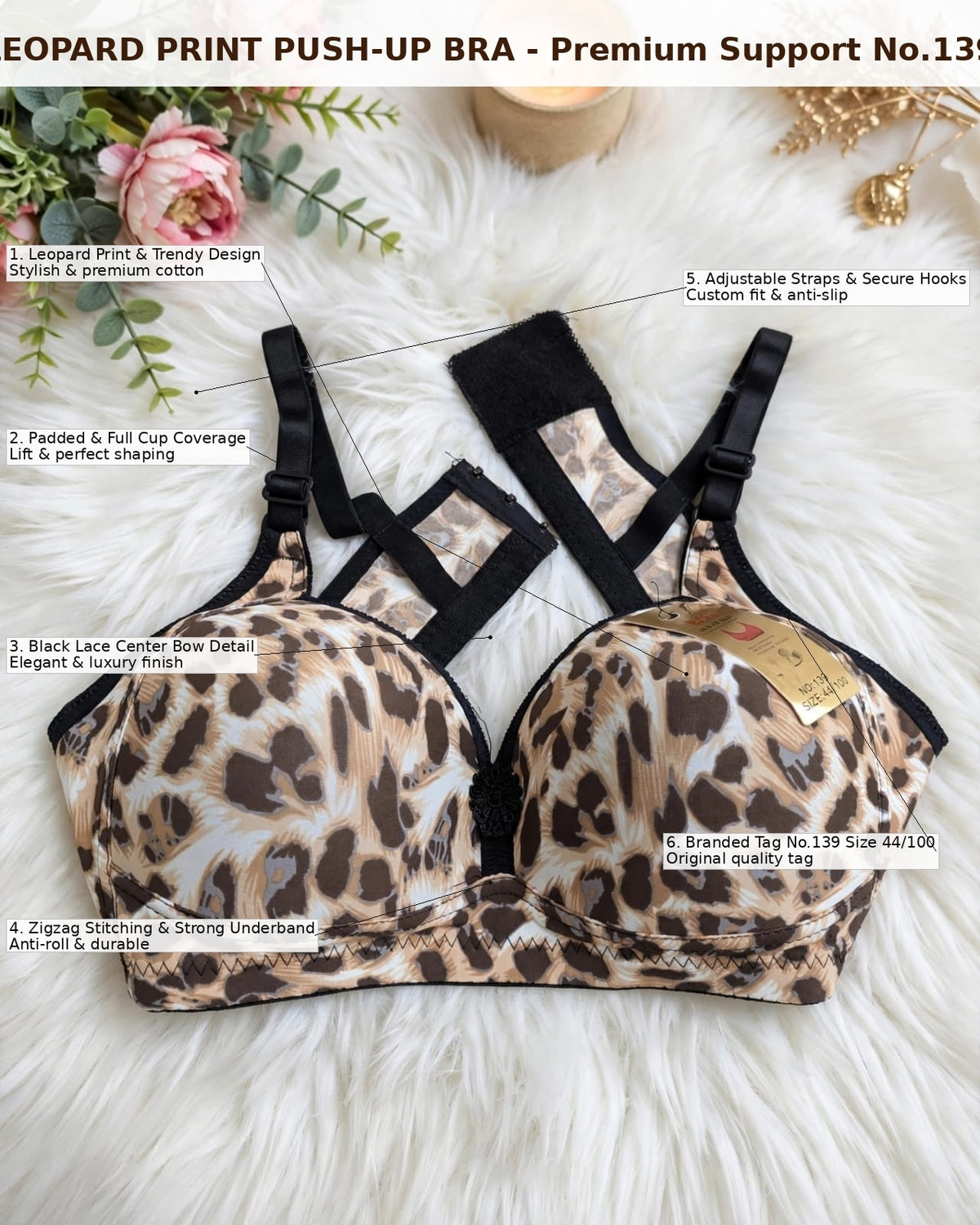 Leopard Print Push-Up Bra – Premium Support