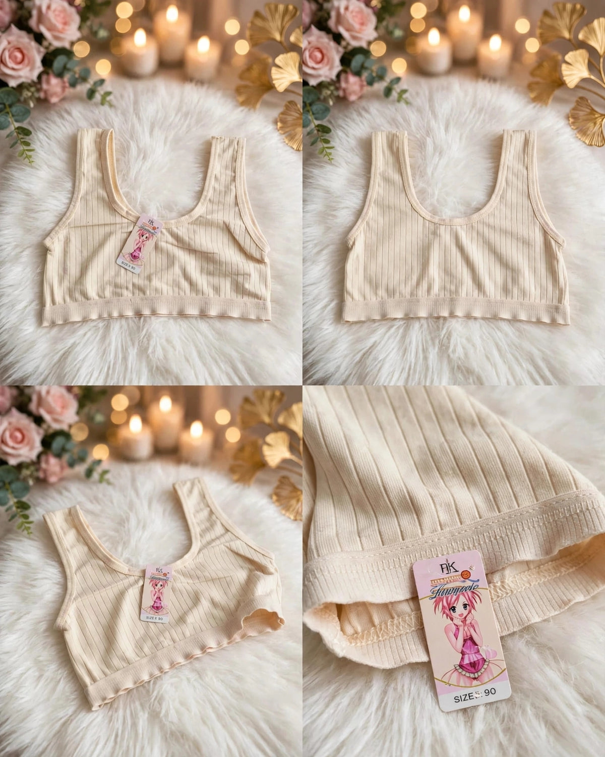 Beginner Bra – Cream Ribbed Comfort