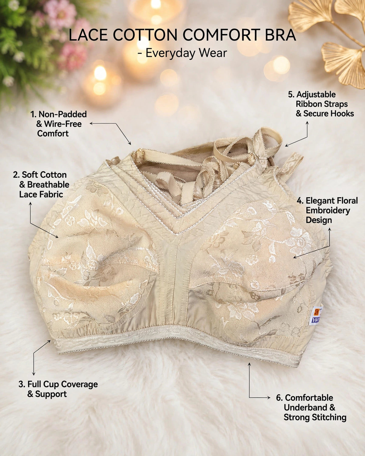 Lace Cotton Comfort Bra – Everyday Wear