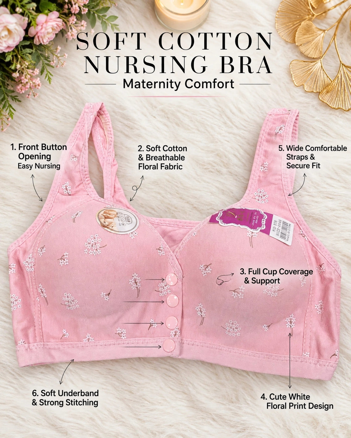 Soft Cotton Nursing Bra – Maternity Comfort