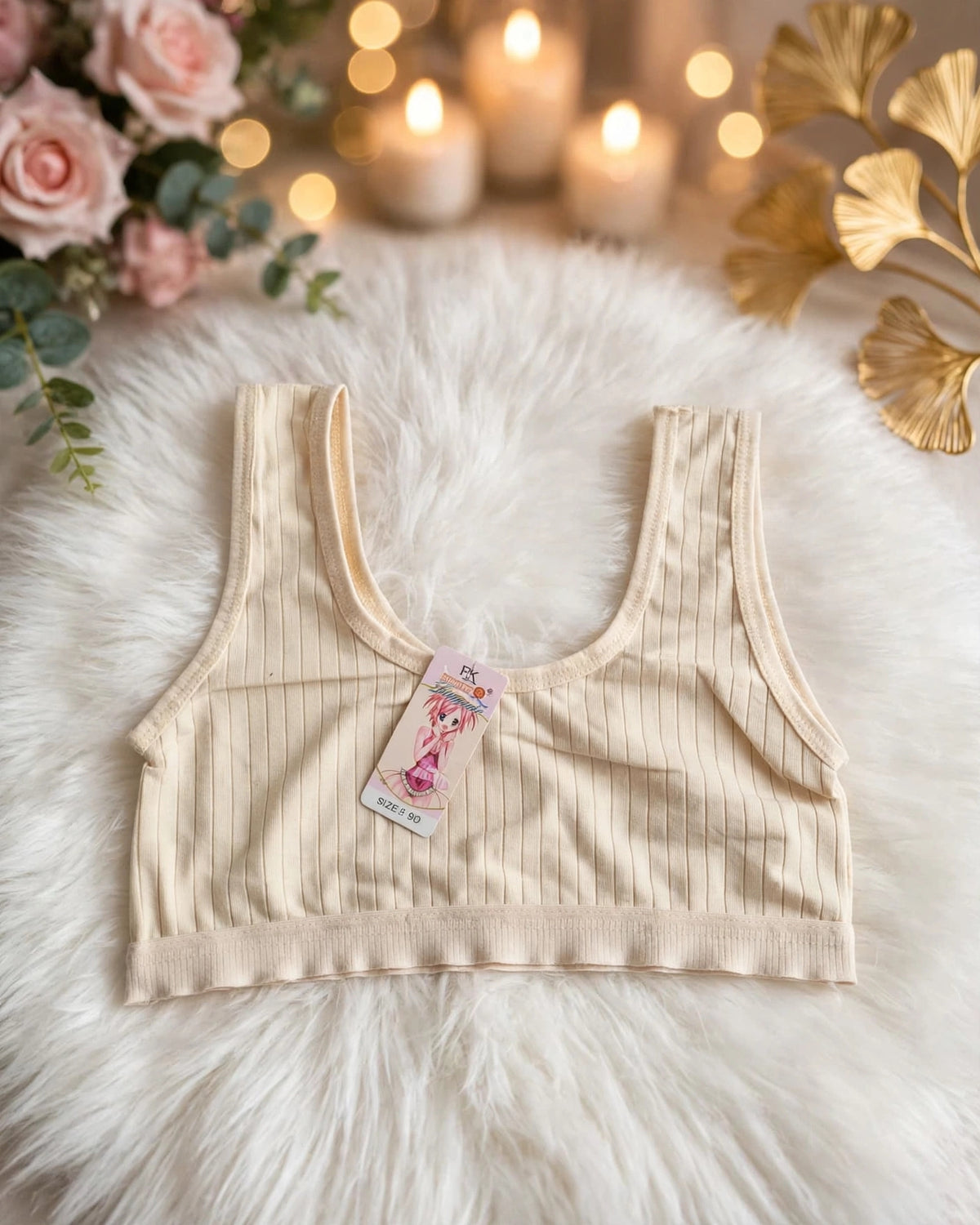 Beginner Bra – Cream Ribbed Comfort
