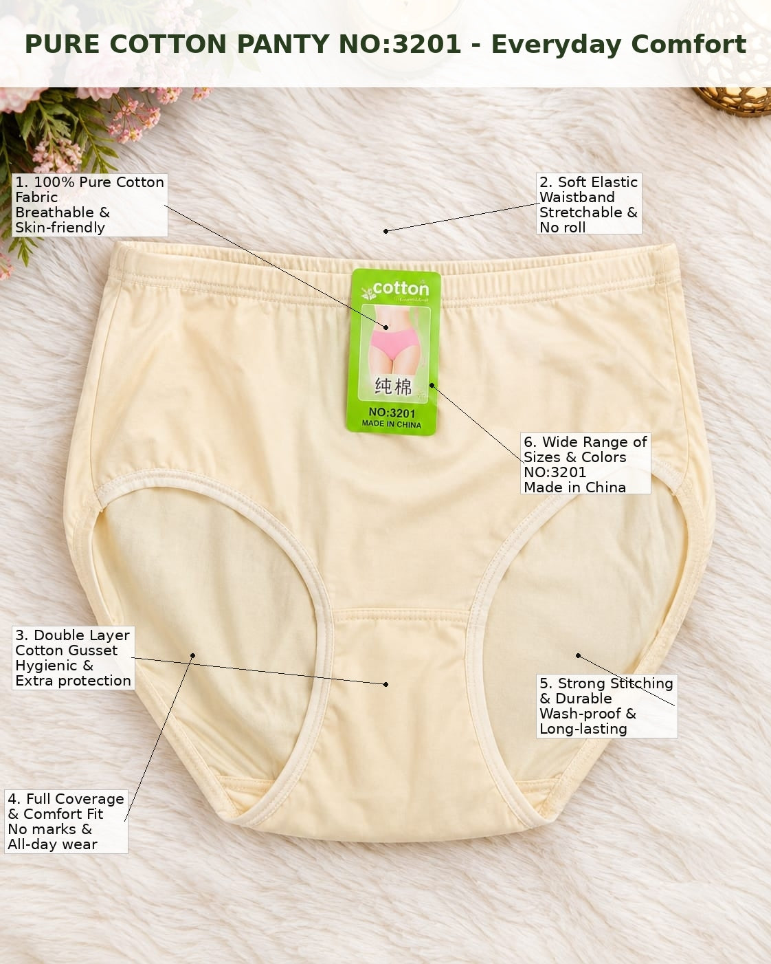 Pure Cotton Panty No. 3201 – Everyday Comfort
