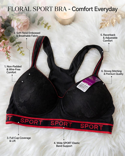 Floral Sport Bra – Comfort Every Day