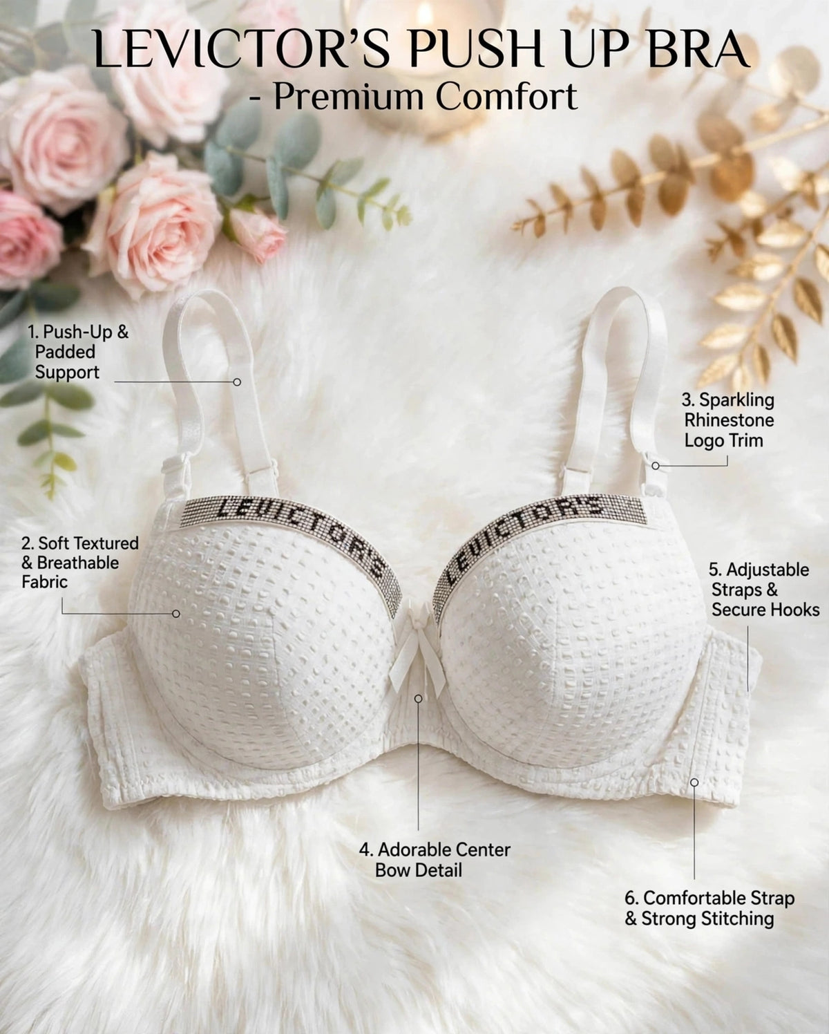 Victoria Push-Up Double Padded Bra – Premium Comfort