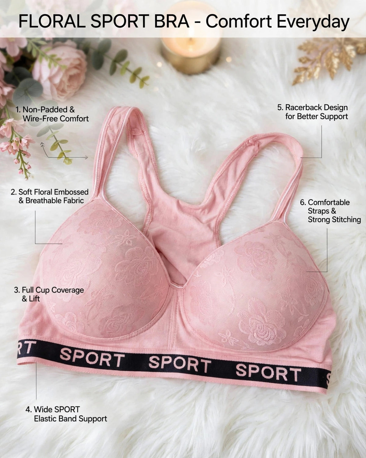 Floral Sport Bra – Comfort Every Day