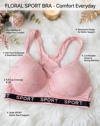 Floral Sport Bra – Comfort Every Day