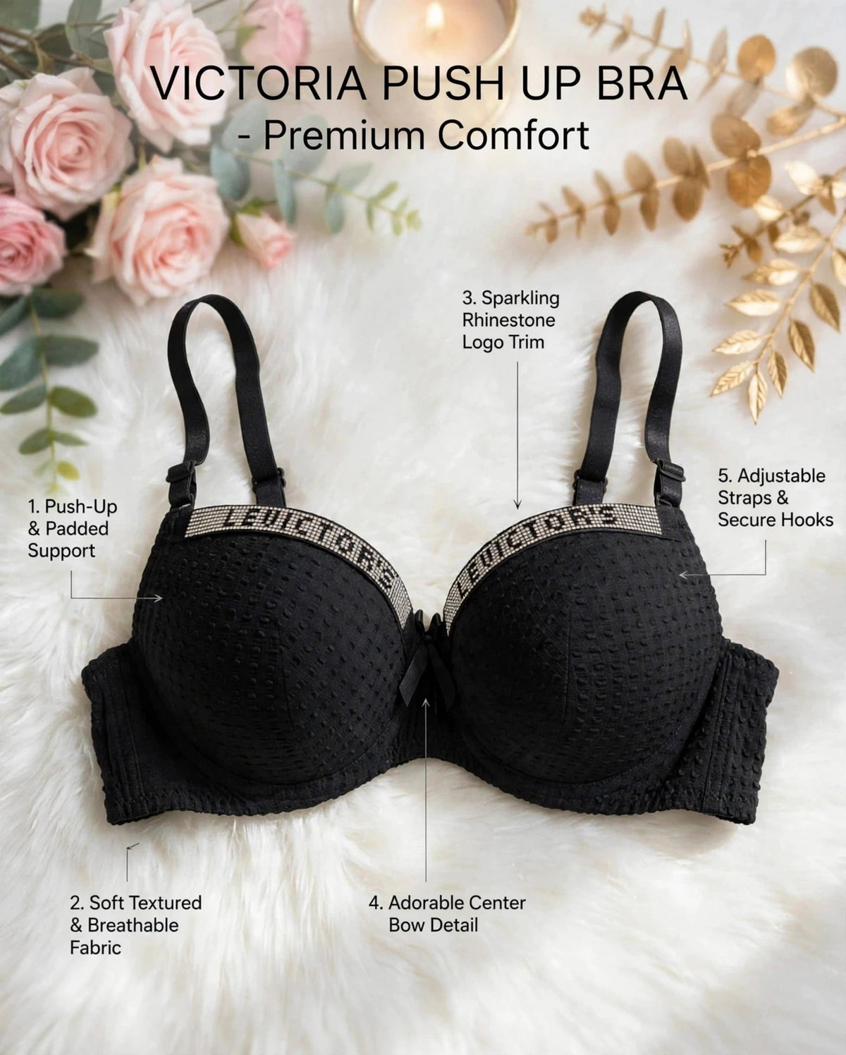 Victoria Push-Up Double Padded Bra – Premium Comfort