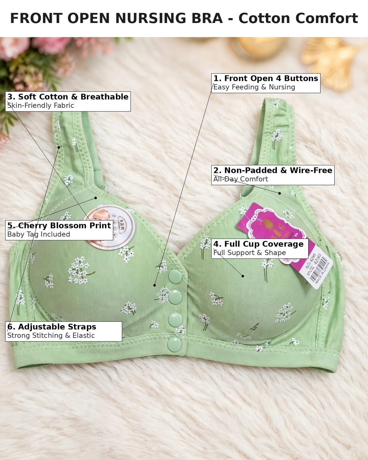 Front Open Nursing Bra – Cotton Comfort