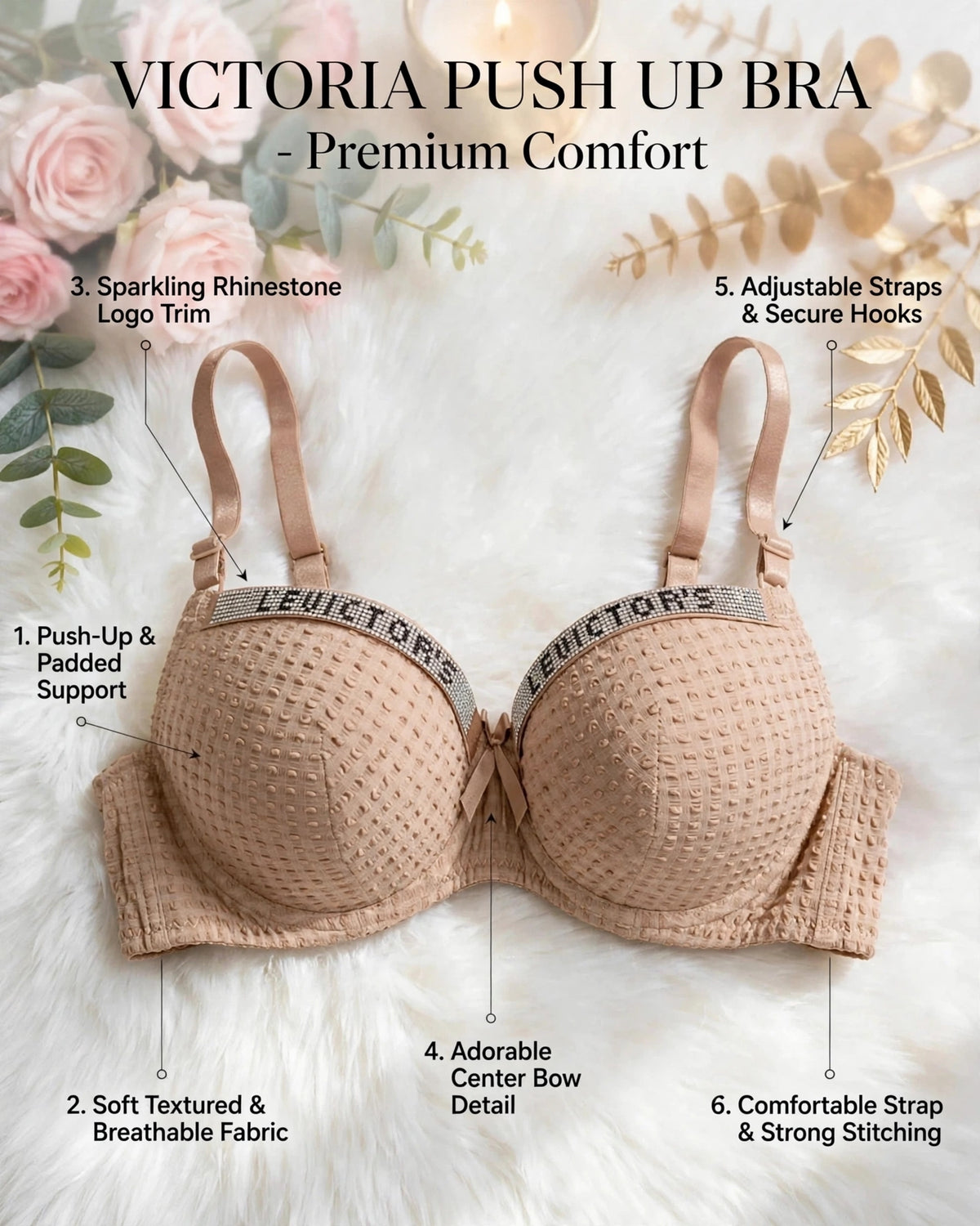 Victoria Push-Up Double Padded Bra – Premium Comfort