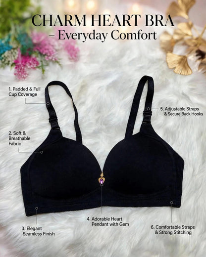 Charm Heart Single Padded Bra – Everyday Comfort