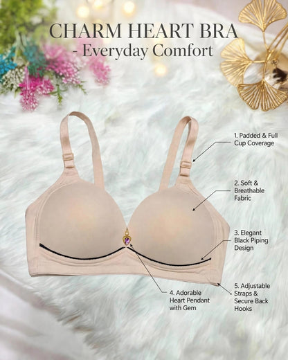 Charm Heart Single Padded Bra – Everyday Comfort