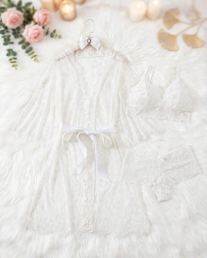 Lace Robe Lingerie Set – 3-Piece Bridal Nighty Set